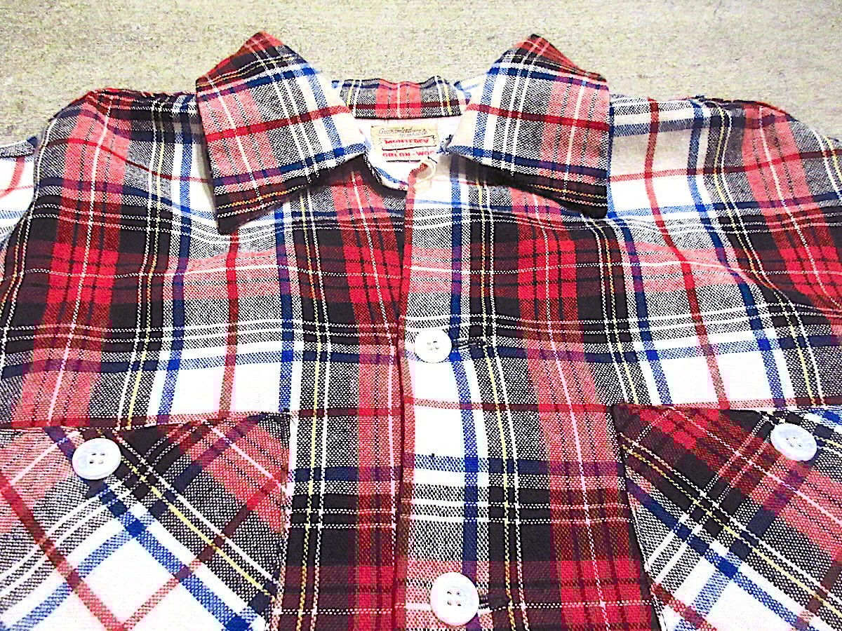 ビンテージ50's○MONTEREY SPORTSWEARチェックウール長袖ループカラー