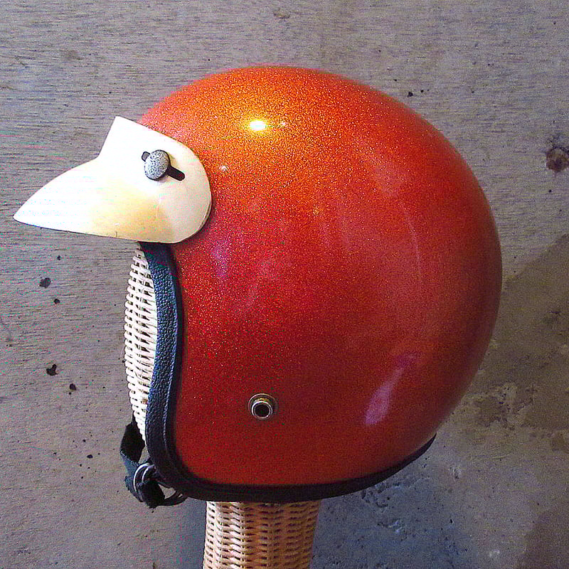 ビンテージ70's○バイザー付きジェットヘルメットメタリックオレンジ
