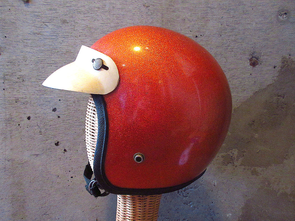 ビンテージ70's○バイザー付きジェットヘルメットメタリックオレンジ