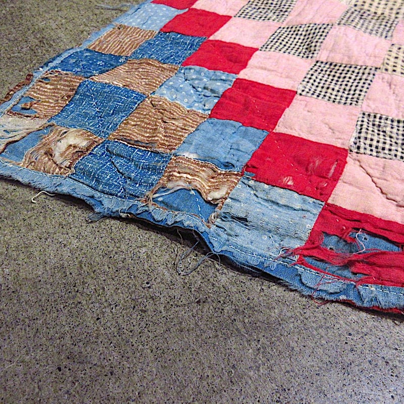 ビンテージ~20's○パッチワークキルトファブリックsize 約192cm × 約