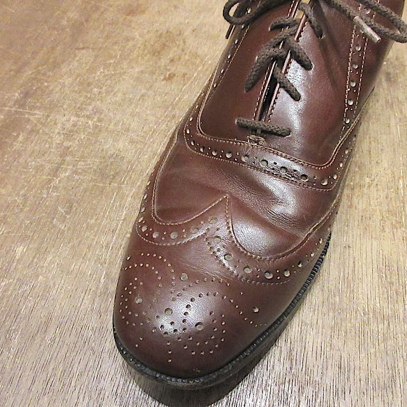 NUNNBUSH本革ウィングチップドレスシューズ 茶 26cm ビンテージ○NUNN-BUSHレザーウイングチップシューズ茶size 9 1/2