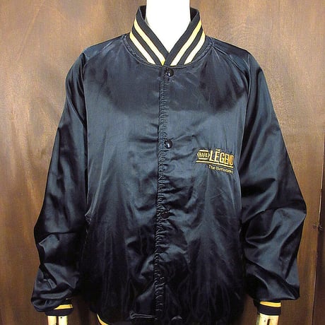 ビンテージ90’s●MV SPORT NAPA THE LEGENDナイロンスタジアムジャケット黒×黄size L●220831s4-m-jk-std 1990sスタジャン古着