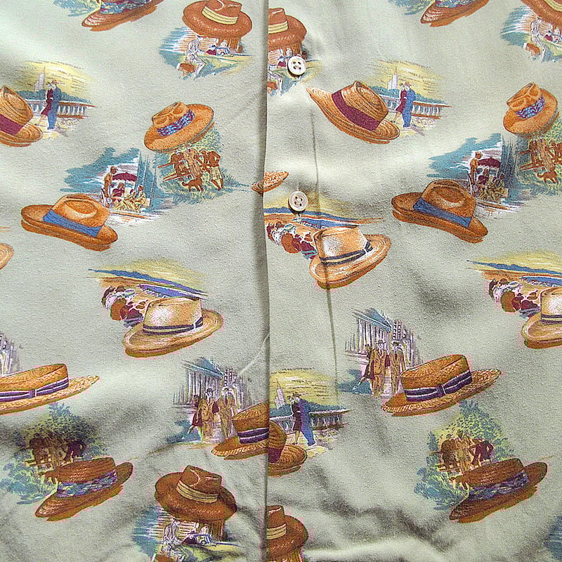 ビンテージ90's○Ralph Laurenハット柄レーヨンループカラー