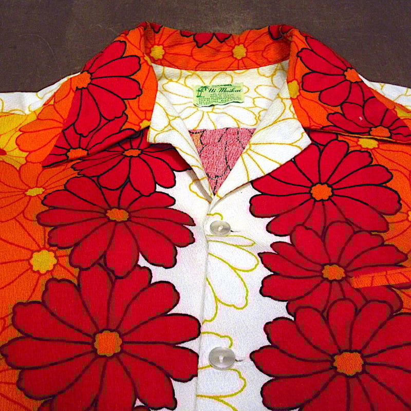 Hawaii製 Ui-Maikai ハイビスカス柄 アロハ ヴィンテージ ビンテージ