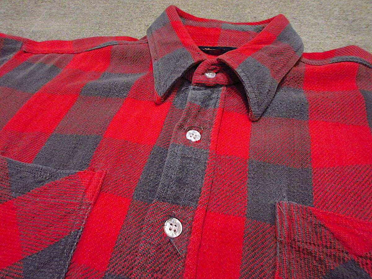 ビンテージ80's○WOODLANDチェックヘビーネルシャツ赤×グレー ...