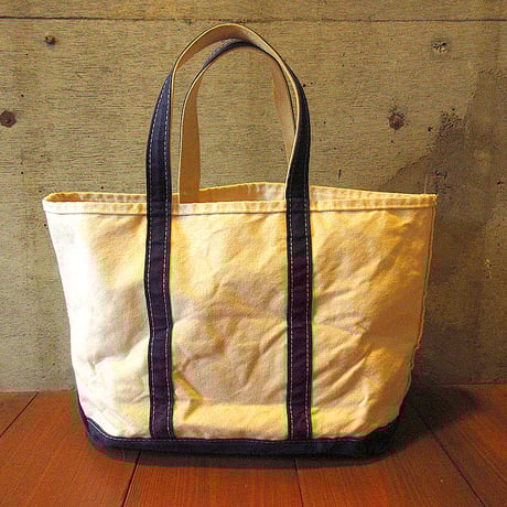 ビンテージ90’s●L.L.Bean耳付きキャンバストートバッグ紺×白●240528k8-bag-tt 1990sエルエルビーンアウトドア鞄