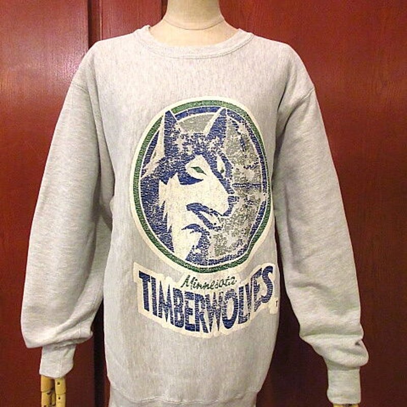 ビンテージ90's○Champion Minnesota TIMBERWOLVESリバースウィ