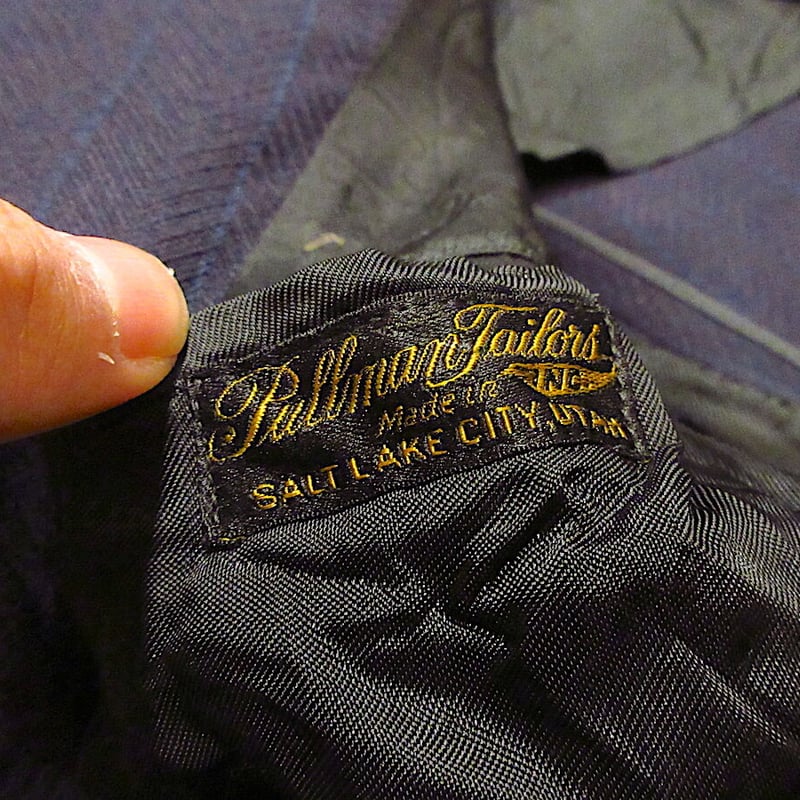 ビンテージ40's○Pullman Tailorsストライプヘリンボーンウール