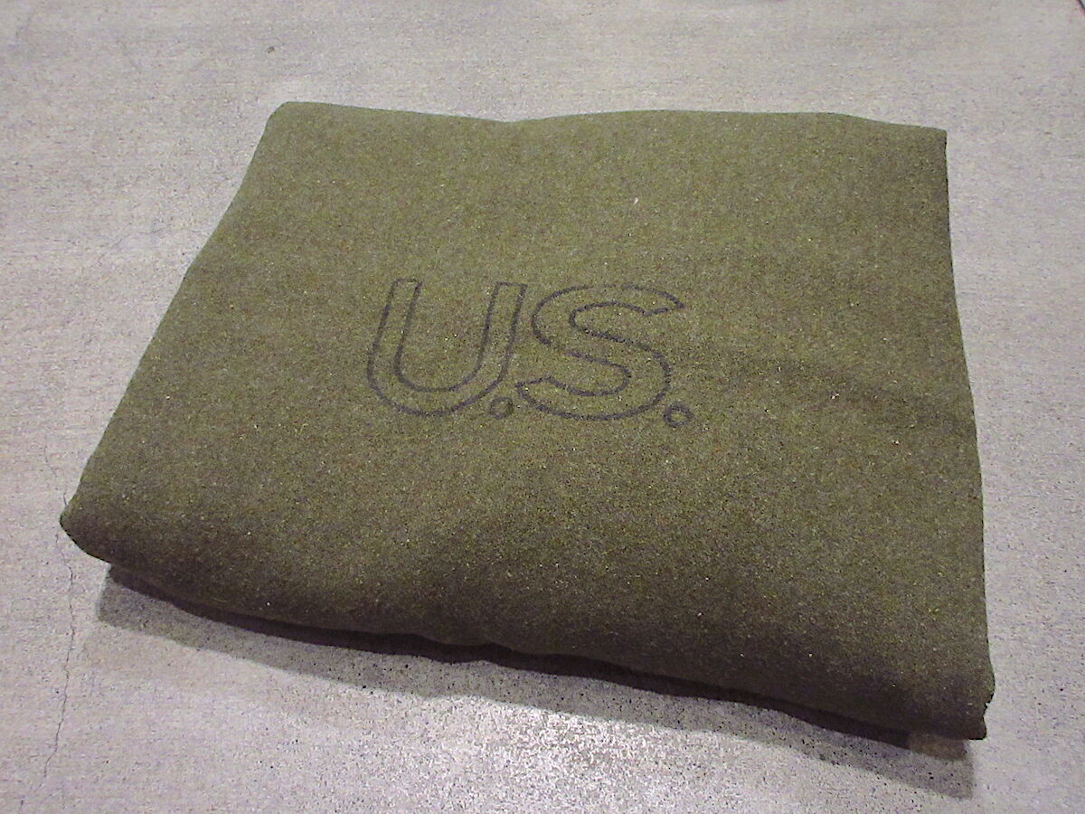 US ARMY 米軍 放出品 オリジナル ウールブランケット 毛布 オリーブ-