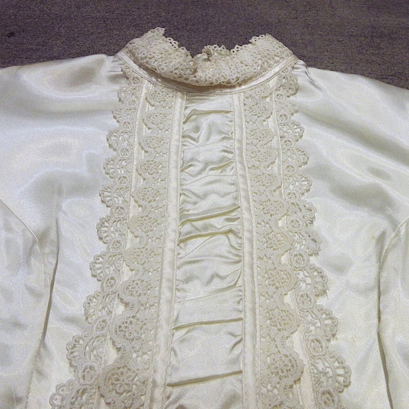 ビンテージ70's○GUNNE SAXスタンドカラーレース×サテンウェディング