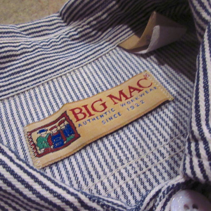 ビンテージ90's○BIG MACヒッコリーストライプ長袖ワークシャツsize XL