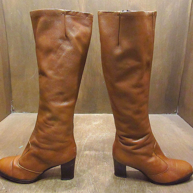 ビンテージ70's○レディースサイドジップロングブーツ茶size 6M ビンテージ70's○レディースサイドジップロングブーツ茶size 6M