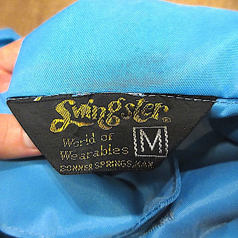 ビンテージ70's○Swingsterワッペン付きナイロンスイングトップ水色