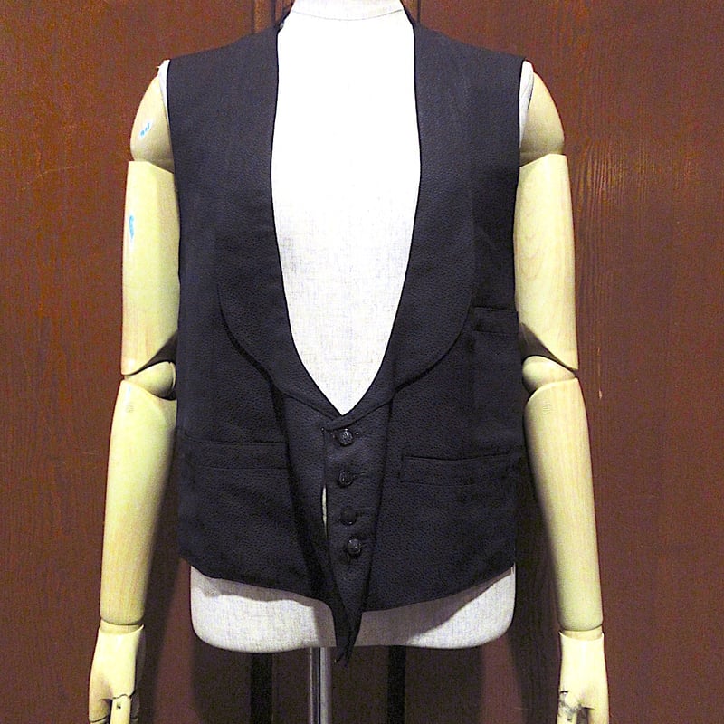 ビンテージ~30's○シンチバック付きサテンスーツベスト黒○260218m2-m