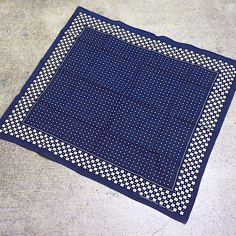 ビンテージ40's50's○FAST COLORドット柄コットンバンダナ紺○260217m7-