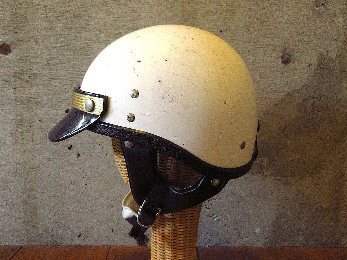 ビンテージ60's○BUCO PROTECTORバイザー付きハーフヘルメット白