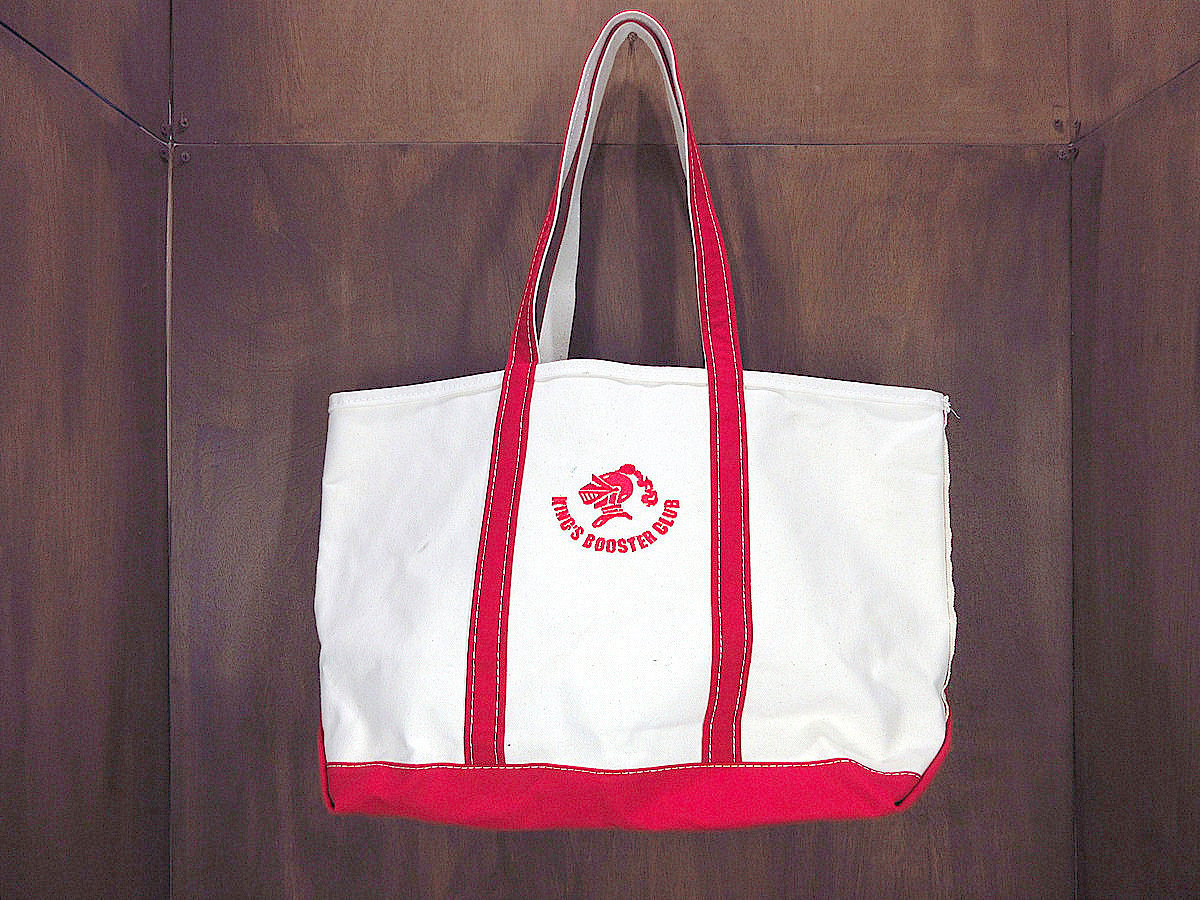 DEADSTOCK L.L.Bean刺繍入りキャンバストートバッグ赤×白○231203j1-b
