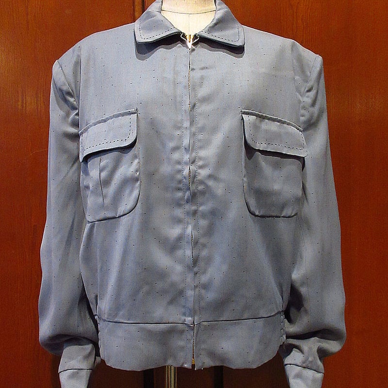 ビンテージ50's○PENNEY'Sカスリ柄リッキージャケット水色size