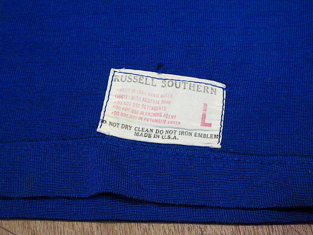 ビンテージ60's○Russell Southern アスレチックフットボールシャツ青