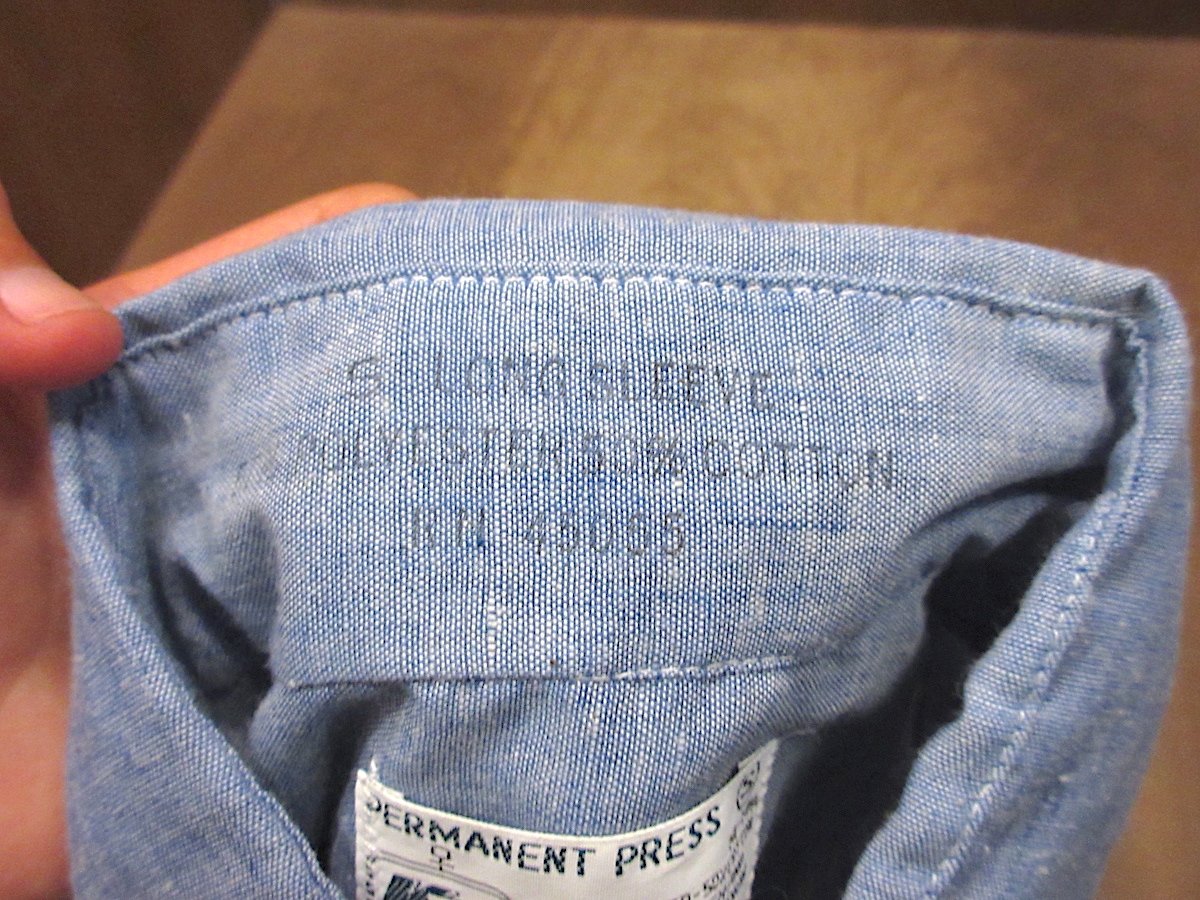 ビンテージ70's○DEADSTOCK長袖シャンブレーシャツ水色 ビンテージ70's○DEADSTOCK長袖シャンブレーシャツ水色