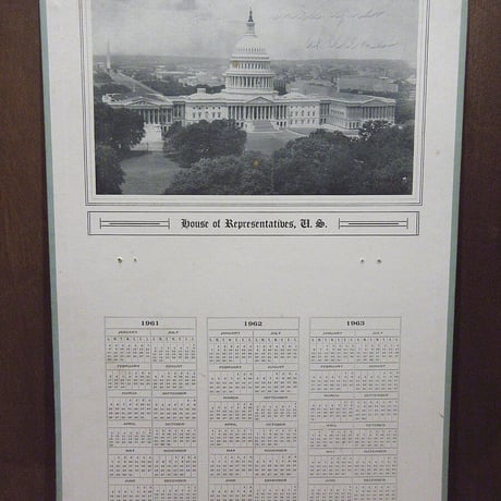 ビンテージ60's●アメリカ下院フォトプリント1961年-1963年カレンダー●210712i4-otclct 1960s議院写真壁掛け雑貨