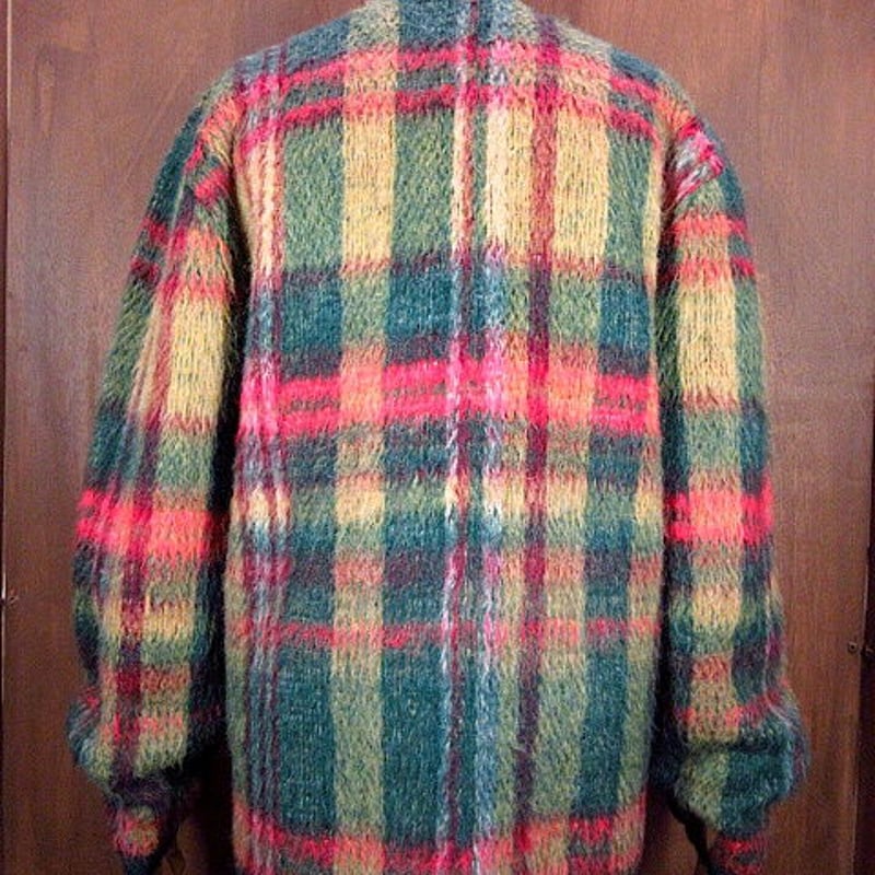 ビンテージ60's○チェックモヘアカーディガン○201118n2-m-cdg メンズ