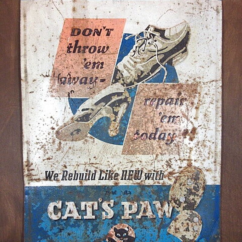 ビンテージ40's○CAT'S PAWアドバタイジングメタルサイン ビンテージ40's○CAT'S PAWアドバタイジングメタルサイン