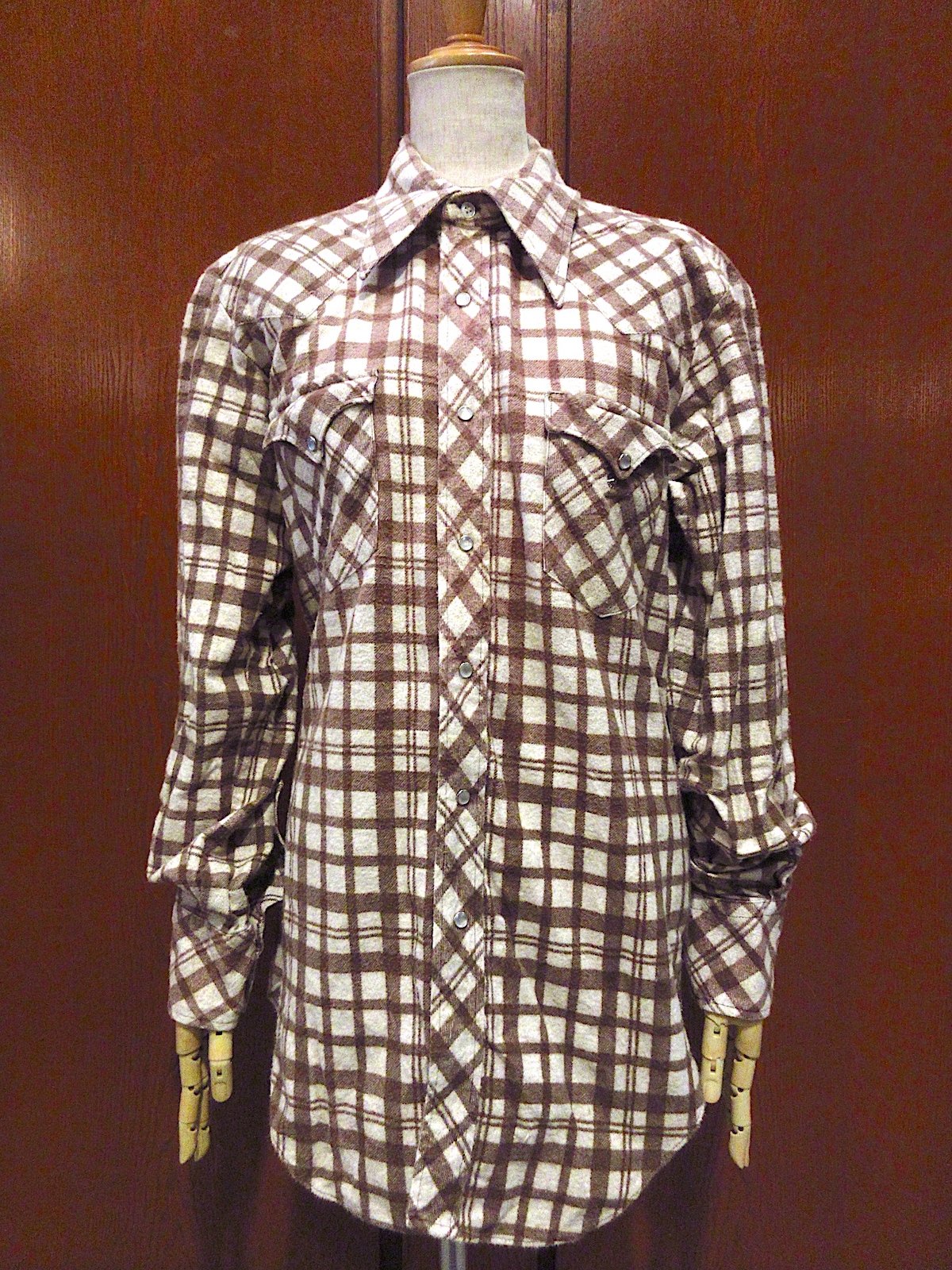 ビンテージ70's○Millerコットンチェックウエスタンシャツsize ビンテージ70's○Millerコットンチェックウエスタンシャツsize