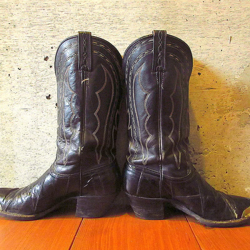 ビンテージ○J.Chisholm ウエスタンブーツ黒size 8M○240528k6-m