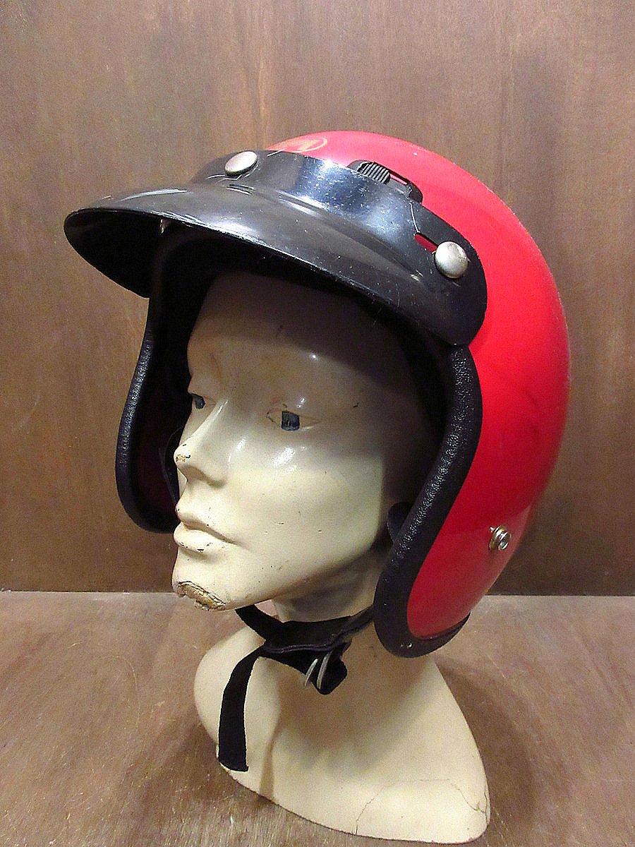 ビンテージ90's○バイザー付きジェットヘルメット赤○240110j8-hlmt
