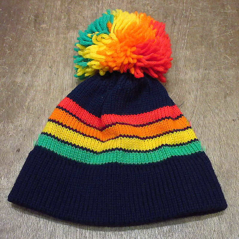 ビンテージ○THE MOUNTAIN LIDカラフルボーダーニット帽○231119i3-m-c