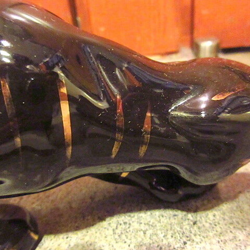 ビンテージ50's○ブラックタイガーセラミックオブジェ○201006s2-obj