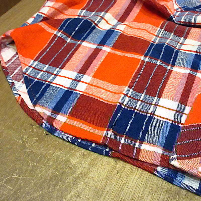 A*様 50's BIG YANK Two Legs チェック柄ネルシャツ　マチ ビンテージ80's○BIG YANKチェック柄長袖プリントネルシャツsize XXL