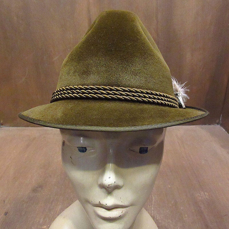 ビンテージ60's70's○LEMBERTチロリアンハット茶55?○220130i8-m-ht