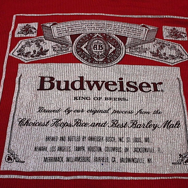 Budweiser ロゴプリント ニットセーター 赤