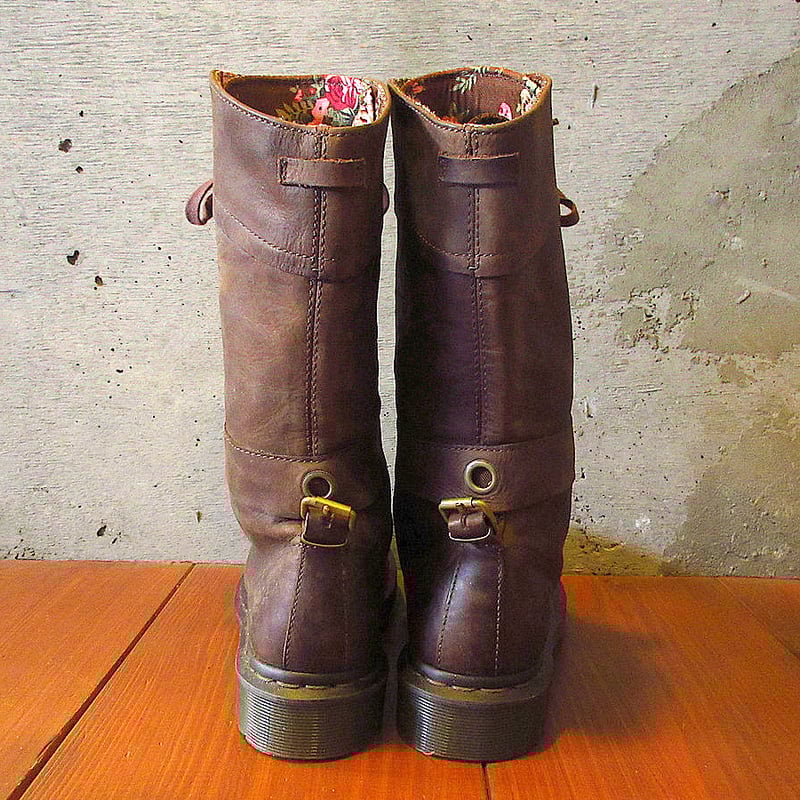 Dr.Martens裏地花柄12ホールブーツ茶size 6○231218k4-w-bt-245