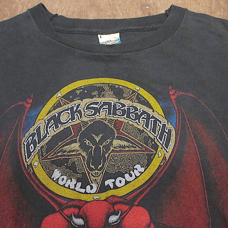 80s BLACK SABBATHワールドツアー Tシャツ L相当 ビンテージ80's○BLACK SABBATHワールドツアーTシャツ黒size L○25062