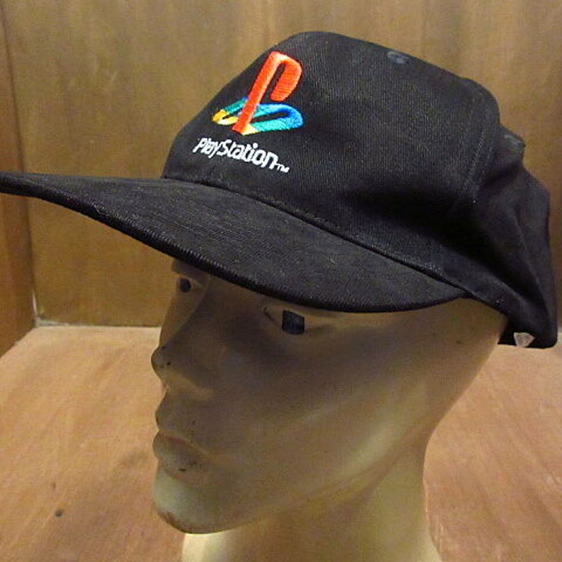 ビンテージ90's○DEADSTOCK PlayStation刺繍キャップ黒○201220n5