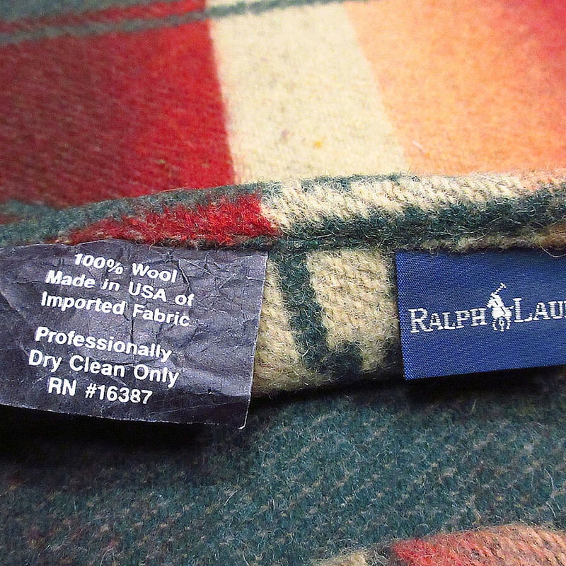 ビンテージ○Ralph Laurenネイティブ柄ウールクッションカバー