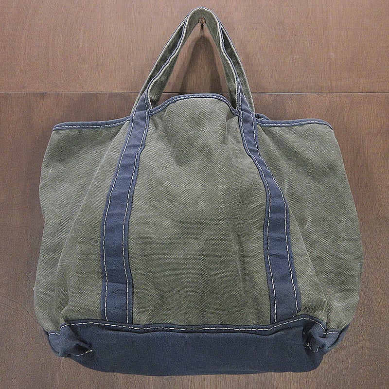 L.L.Bean○リスプリント入りキャンバストートバッグ紺×オリーブ