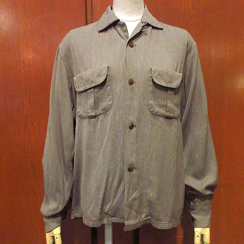 50s pilgrim ロカビリー ヴィンテージ 50s PILGRIM Vintage Wool Shirt DEAD STOCK オープンカ