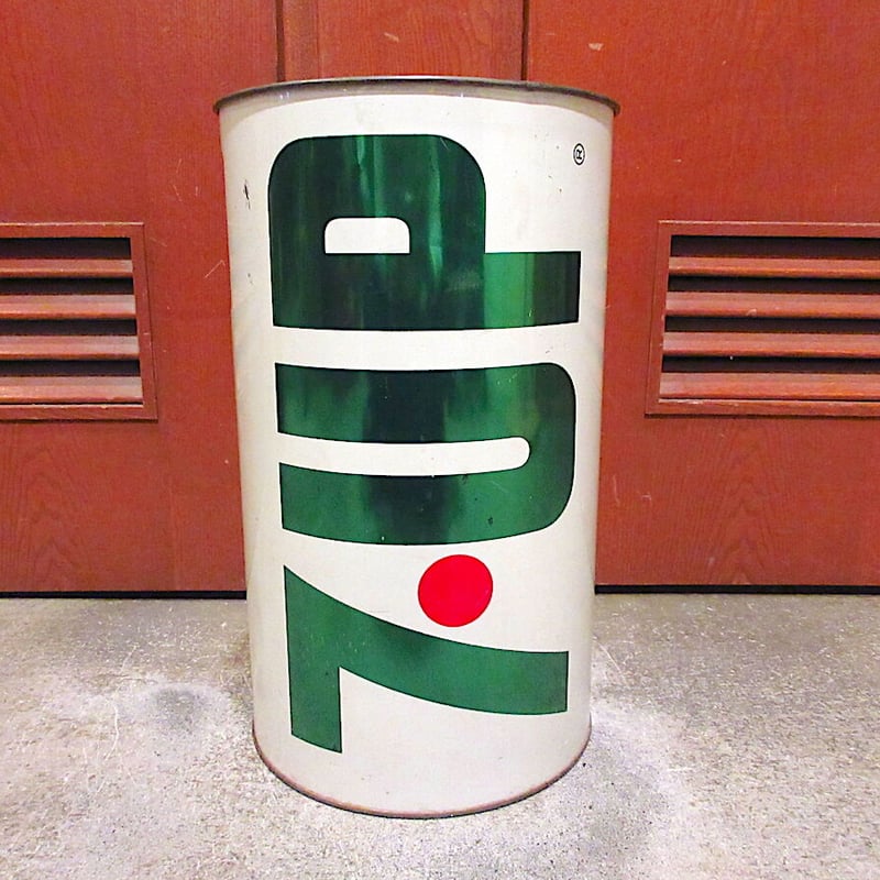 ビンテージ70's○7UPトラッシュ缶○211025r9-otclctゴミ箱インテリア