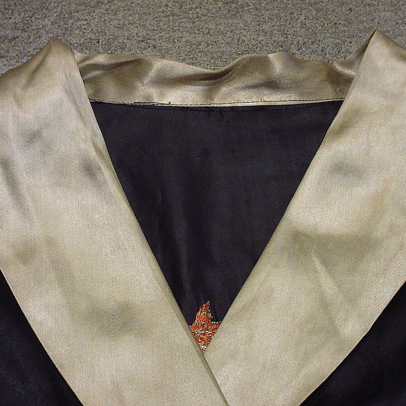 ビンテージ40's50's○オリエンタル刺繍サテンスモーキングジャケット黒