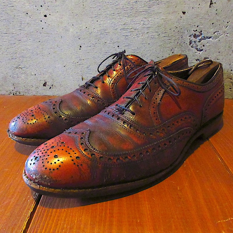 ビンテージ70's○レザーウイングチップシューズ赤茶○250719z6-m-dshs