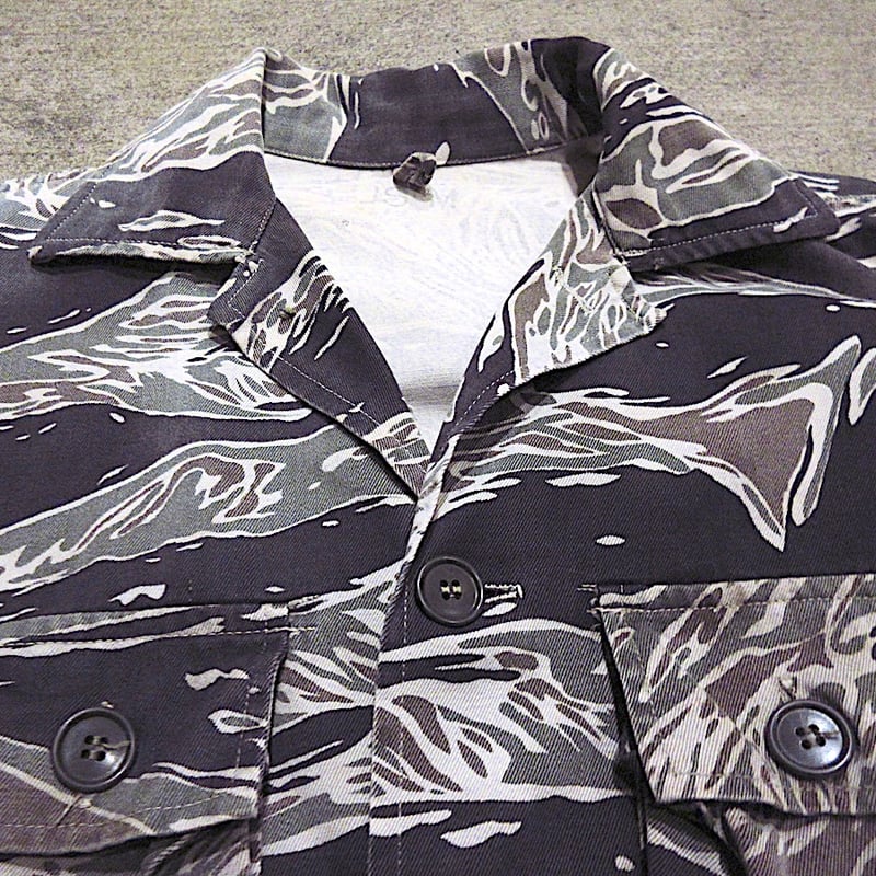 美品 60s タイガーストライプ タイガーカモ ジャケット us large ビンテージ60's○タイガーストライプジャケットsize US M○260412m1-m
