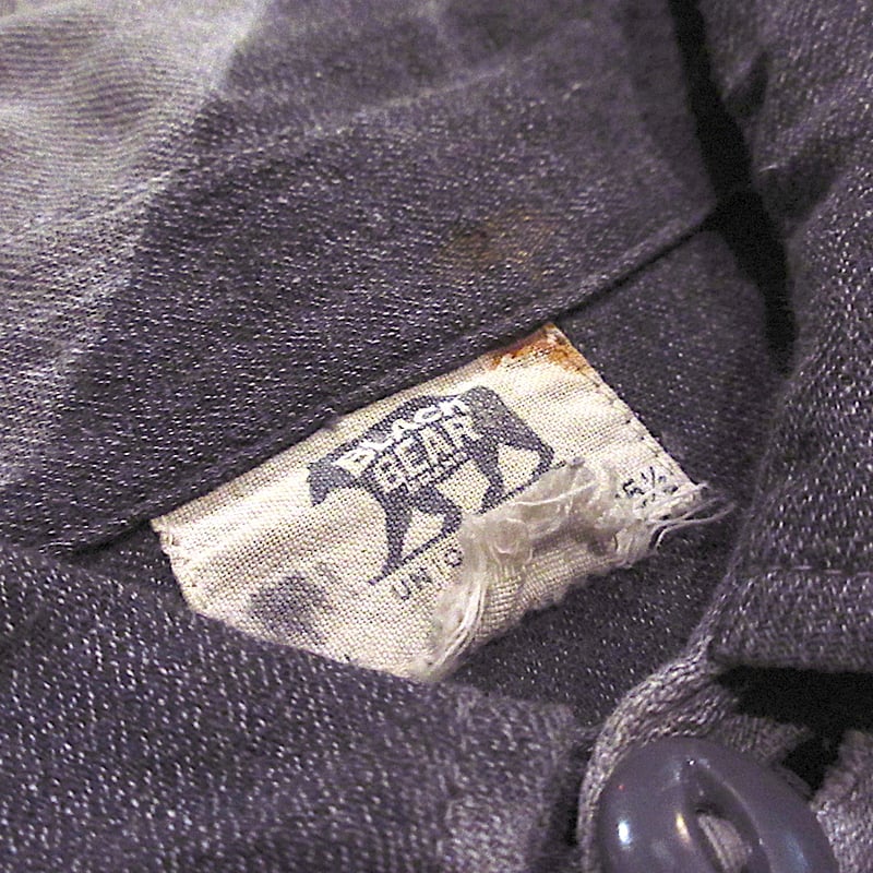 ビンテージ~40's○BLACK BEARマチ付きシャンブレーシャツ黒size M