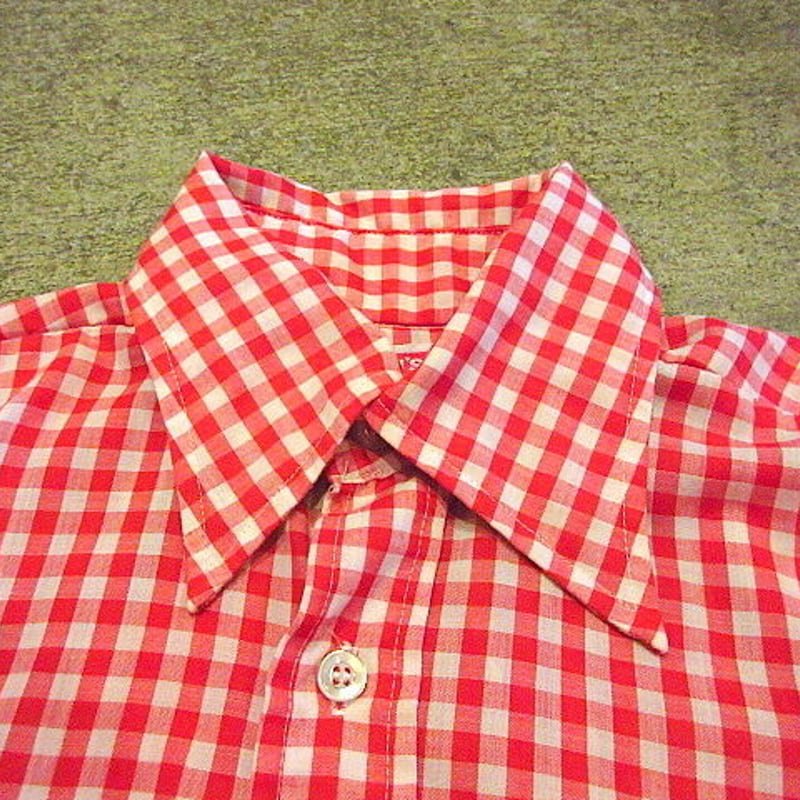King Louie 70's ヴィンテージ　赤白チェック柄シャツ M King Louie 70´s ヴィンテージ 赤白チェック柄シャツ M