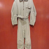ビンテージ40's○チェーンステッチ刺繍HBTオールインワン生成り
