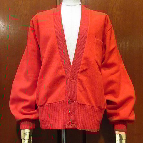 ビンテージ50's●WELGRUMEウールカーディガン赤size M●240125i2-m-cdgレッドUSA製ウーブン生地ロカビリーロングリブ