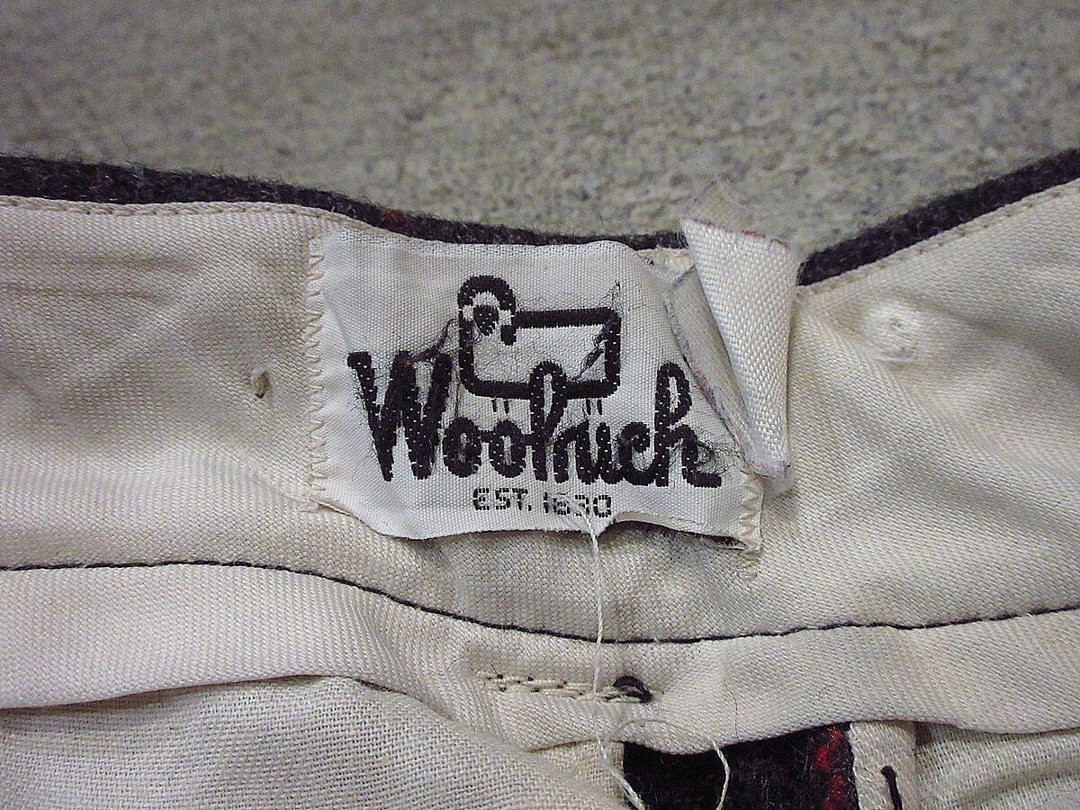ビンテージ80's○Woolrichチェックウールパンツグレー実寸W100cm